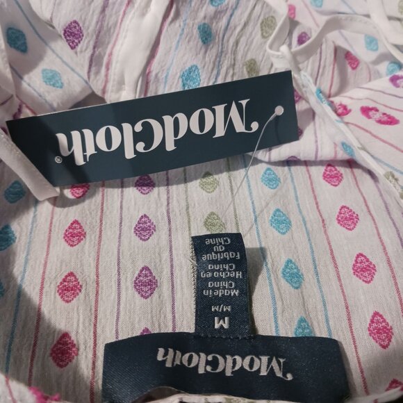 NEW ModCloth Can't Stop Giggling Embroidered Tie-Back Camisole White Dots Size M - Picture 10 of 12